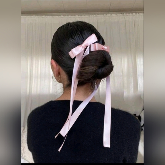 2pcs Ballet Style Ribbon Streamer Fairy Bow Hair Clips, - Picture 2 of 5